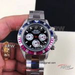 Perfect Replica Rolex Daytona automatic Watch 40mm Stainless steel Rainbow Bezel